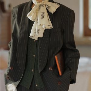 NWT 100% Wool Striped Oversized Blazer